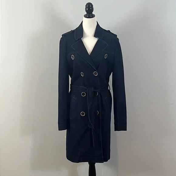 Luisa Cerano Denim Trench Coat Jacket - Picture 7 of 16